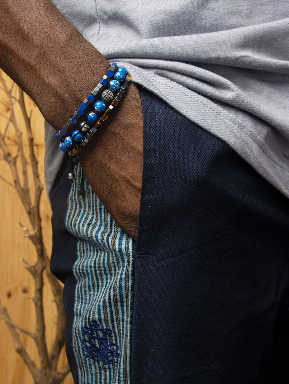 SINGLE GEMSTONE MACRAME Bracelet made with pave beads -