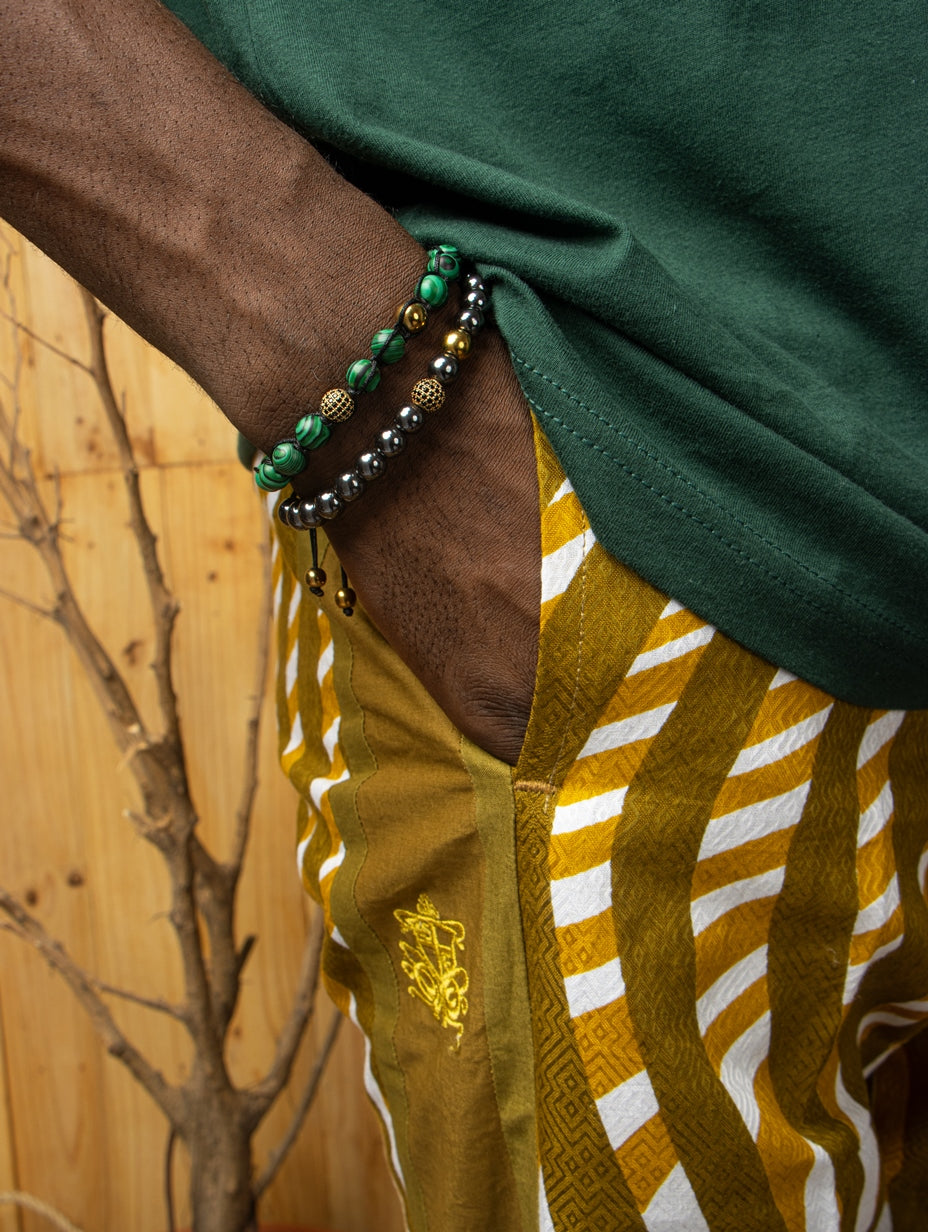 SINGLE GEMSTONE MACRAME Bracelet made with pave beads - PYRITE