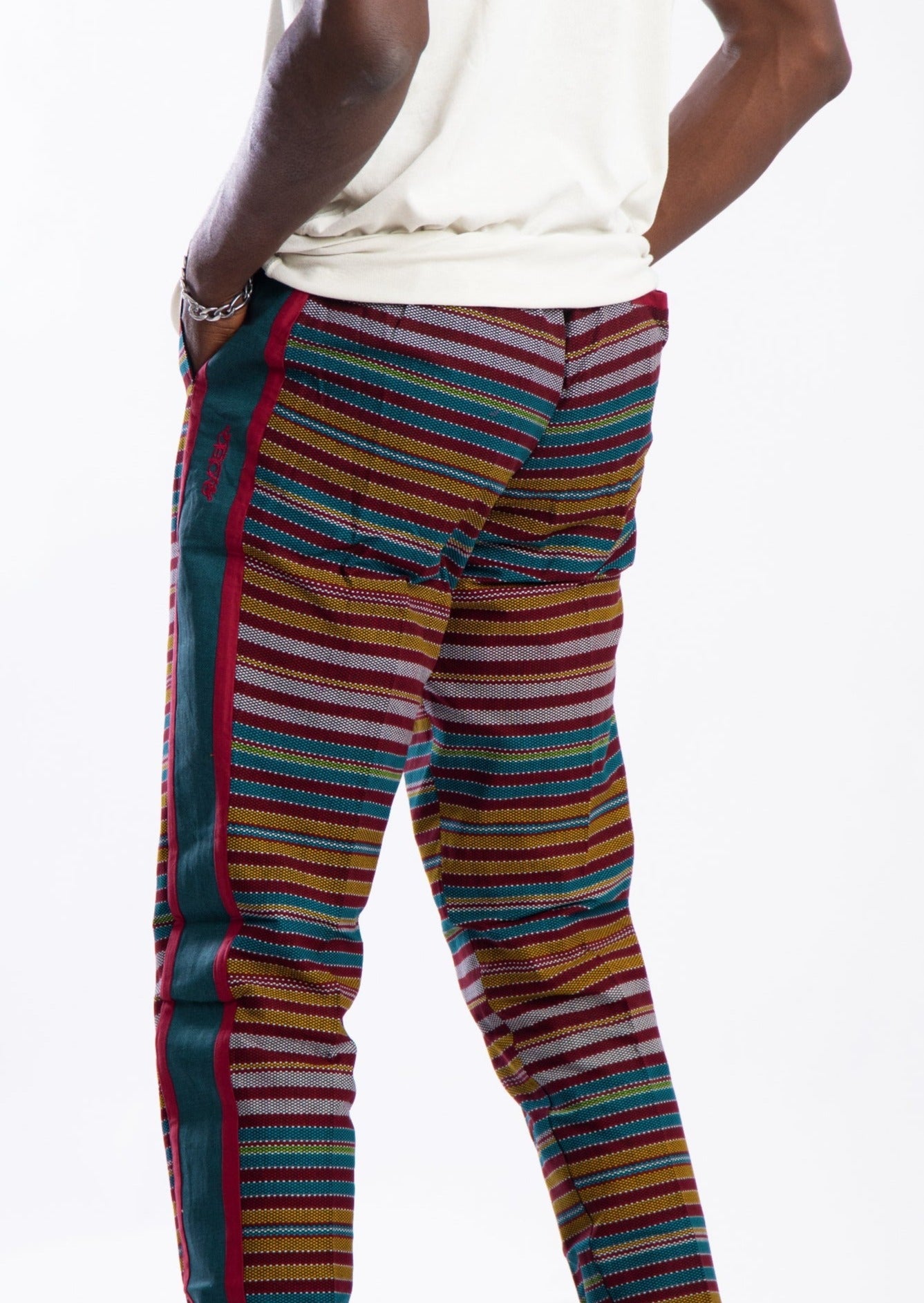 Multicolour pant with dark blue contrast strip