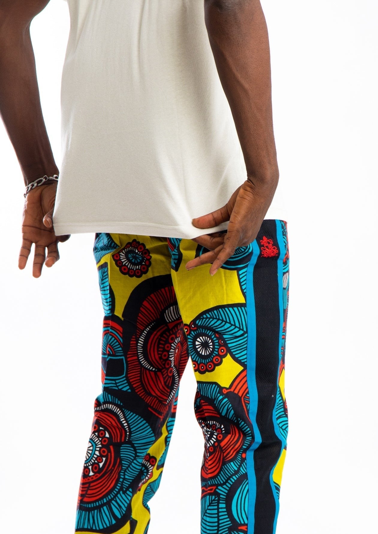 Multicolour pant with black contrast strip