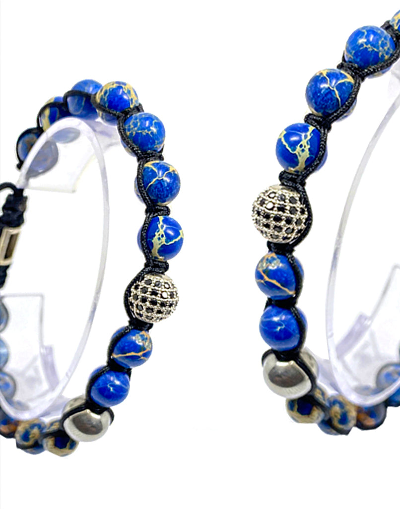 SINGLE GEMSTONE MACRAME Bracelet made with pave beads -