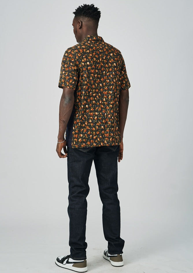 FUSION SHIRT in Cotton Voile - Side detail in Aso oke