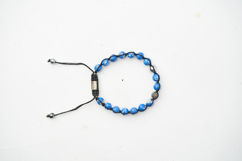 SINGLE GEMSTONE MACRAME Bracelet made with pave beads -