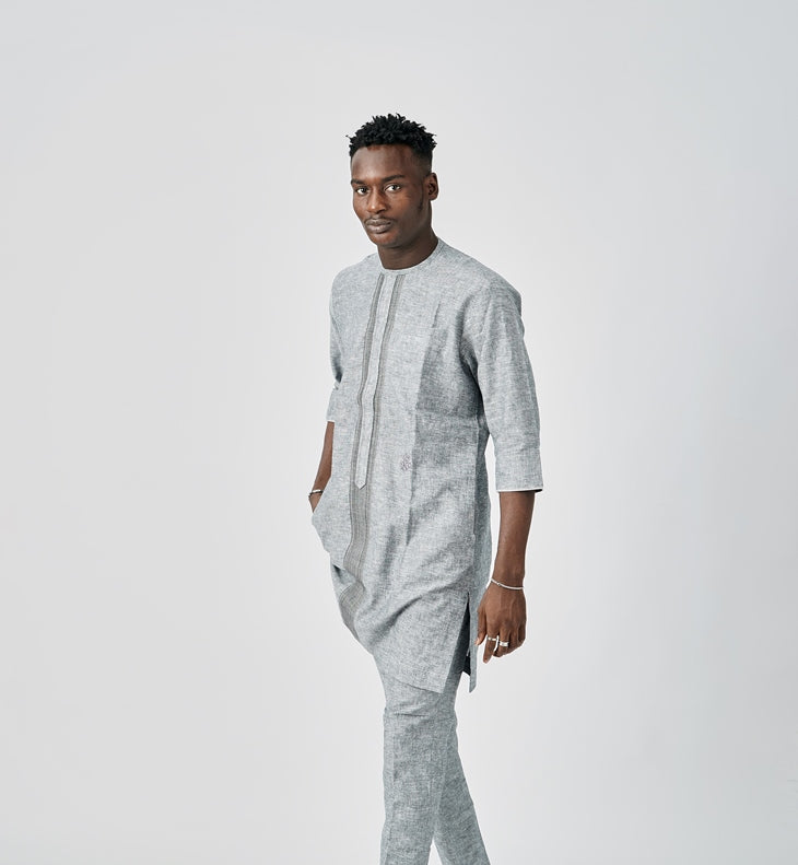 WORK SERIES-2-Piece Native Attire 3/4 Sleeves Gray