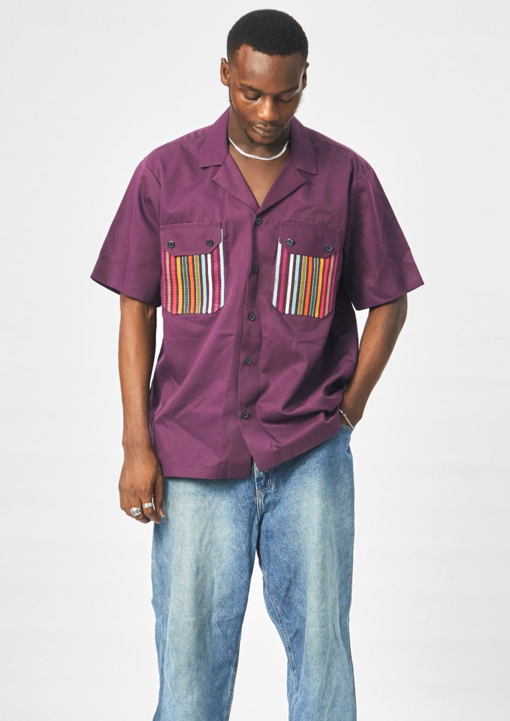 Purple double pocket shirt