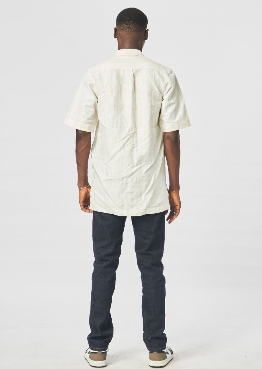 DOUBLE CHEST POCKET - WHITE - SHORT SLEEVE ZIPPER