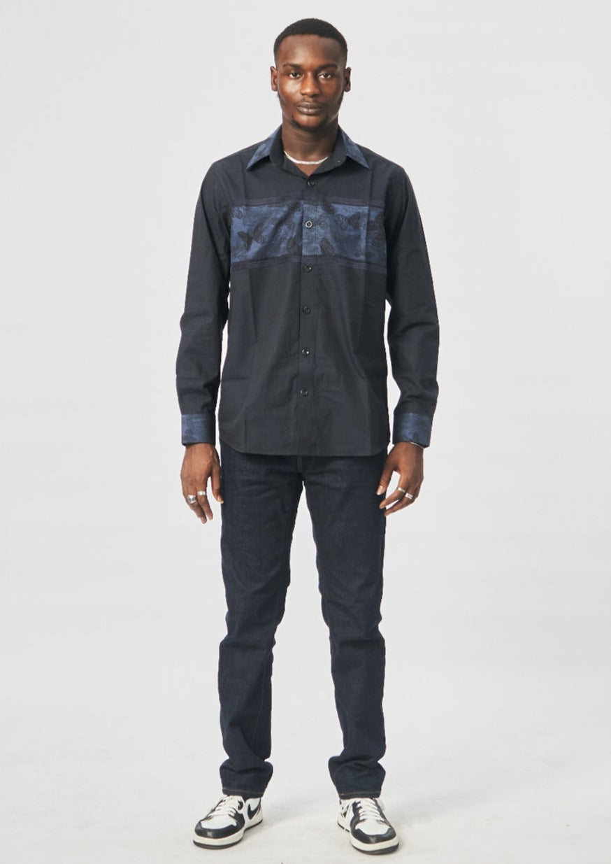 Long sleeve shirt with butterfly strips