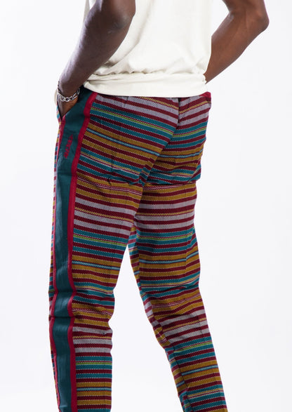 Multicolour pant with dark blue contrast strip
